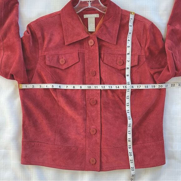 VTG Fieldgear Suede Leather Button Brick Red Western Boho Blazer Jacket Size L - Picture 5 of 10